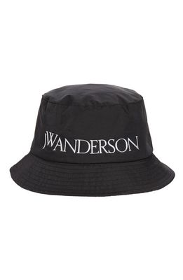 JW Anderson Embroidered Logo Bucket Hat in Black