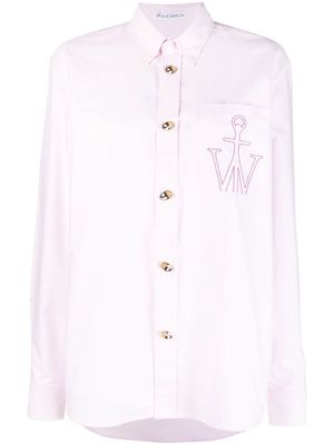 JW Anderson embroidered-logo cotton shirt - Pink