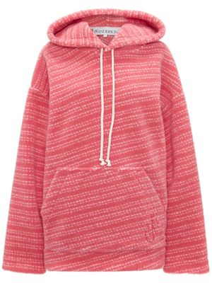 JW Anderson embroidered-logo striped hoodie - Pink