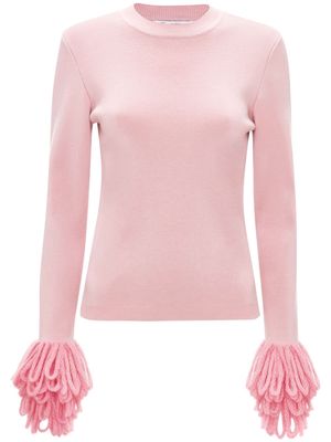JW Anderson fringed-cuffs merino wool jumper - Pink
