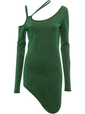 JW Anderson glitter cut-out asymmetric dress - Green