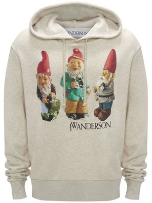 JW Anderson Gnome Trio-print cotton hoodie - Neutrals