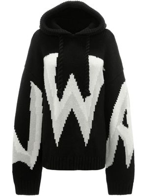 JW Anderson gothic logo intarsia hoodie - Black