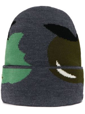JW Anderson graphic-intarsia beanie - Grey