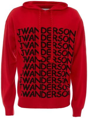 JW Anderson graphic-print merino hoodie - Red