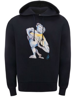 JW Anderson graphic-print pullover hoodie - Blue