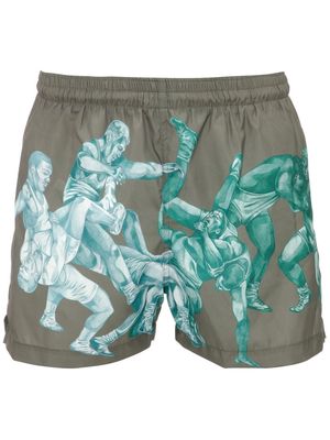 JW Anderson graphic-print swim shorts - Grey
