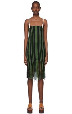 JW Anderson Green & Black Nylon Mini Dress