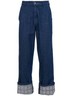 JW Anderson grid-print wide-leg jeans - Blue