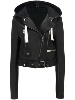 JW Anderson hooded leather biker jacket - Black