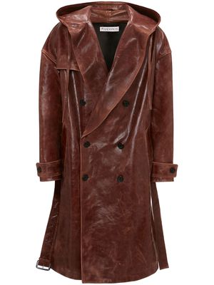 JW Anderson hooded leather trench coat - Brown
