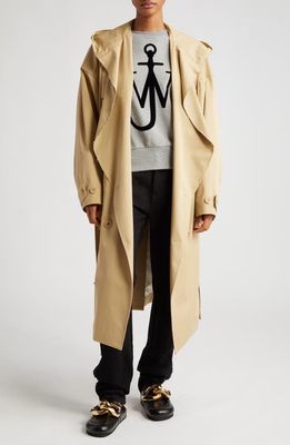 JW Anderson Hooded Trench Coat in Flax
