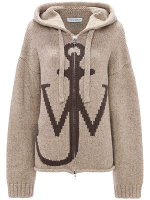JW Anderson intarsia-knit hooded cardigan - Neutrals