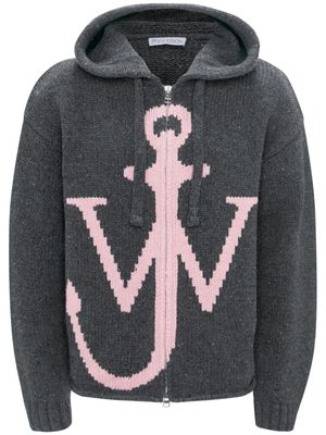 JW Anderson intarsia knit-logo hooded sweatshirt - Grey