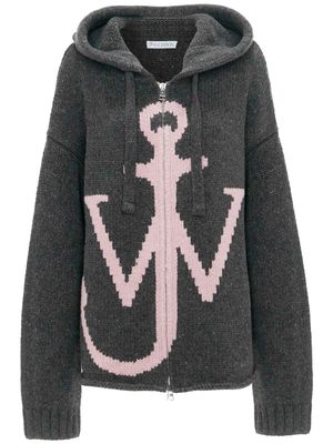 JW Anderson intarsia-knit logo hoodie - Grey