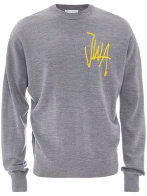 JW Anderson intarsia-logo crew-neck sweater - Grey