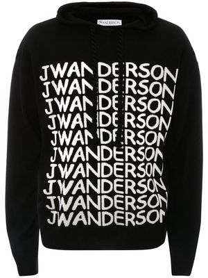 JW Anderson intarsia-logo long-sleeve hoodie - Black