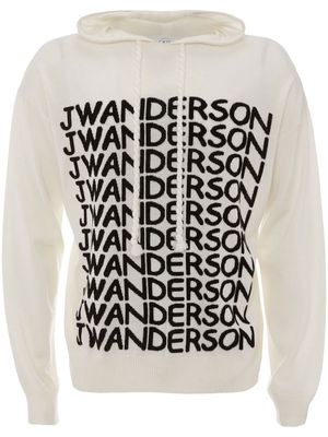 JW Anderson intarsia-logo long-sleeve hoodie - White