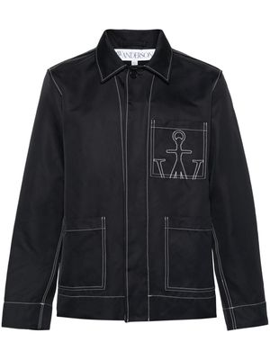 JW Anderson JW Anchor-embroidered shirt jacket - Black
