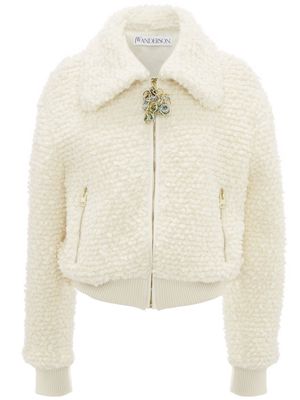 JW Anderson knitted logo-zipper jacket - White