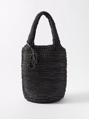 JW Anderson - Knitted Metallic-effect Tote Bag - Womens - Black