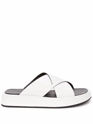 JW Anderson logo-debossed flatform sandals - White