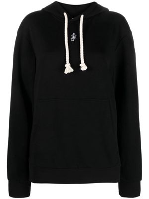 JW Anderson logo-embroidered cotton blend hoodie - Black