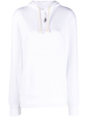JW Anderson logo-embroidered cotton blend hoodie - White