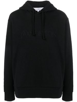 JW Anderson logo-embroidered cotton hoodie - Black