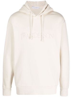 JW Anderson logo-embroidered cotton hoodie - Neutrals