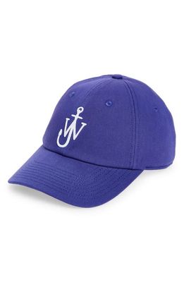 JW Anderson Logo Embroidered Cotton Twill Baseball Cap in Sky Blue