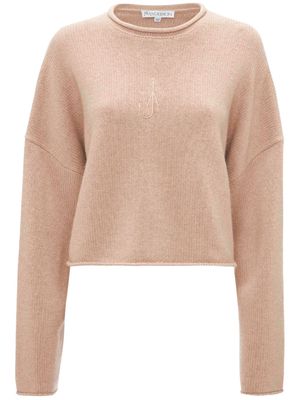 JW Anderson logo-embroidered cropped jumper - Neutrals