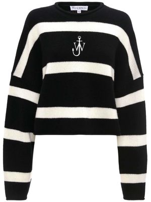 JW Anderson logo-embroidered striped jumper - Black