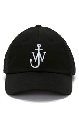 JW Anderson Logo Embroidered Twill Baseball Cap in Black