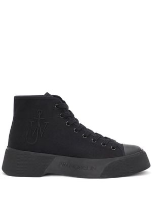JW Anderson logo embroidery canvas sneakers - Black