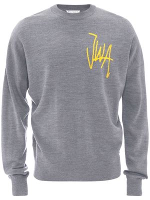 JW Anderson logo-intarsia merino-wool jumper - Grey