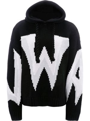 JW Anderson logo-intarsia wool hoodie - Black