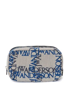 JW Anderson logo-jacquard canvas zipped pouch - Grey