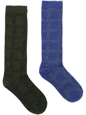 JW Anderson logo-knit two-pack socks - Black
