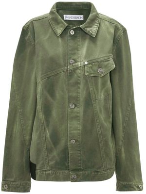 JW Anderson logo-patch buttoned denim jacket - Green