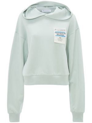 JW Anderson logo-patch cropped hoodie - Green