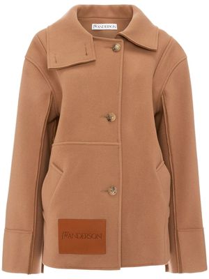 JW Anderson logo-patch detail coat - Brown