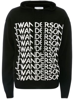 JW Anderson logo-print cotton hoodie - Black