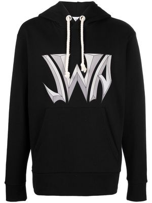 JW Anderson logo print drawstring hooded sweatshirt - Black
