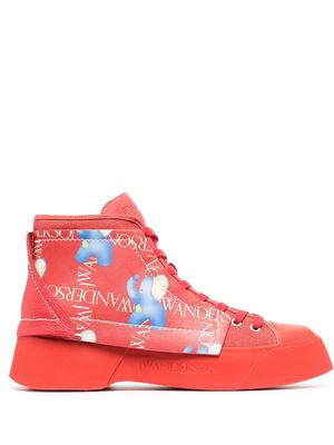 JW Anderson logo-print high-top sneakers - Red