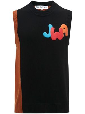 JW Anderson logo-print knitted tank top - Black
