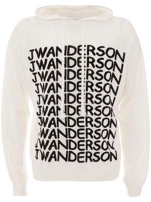 JW Anderson logo-print merino hoodie - White