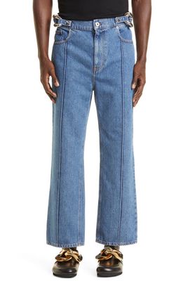 JW Anderson Men's Chain Link Pintuck Slim Fit Jeans in 804 Light Blue