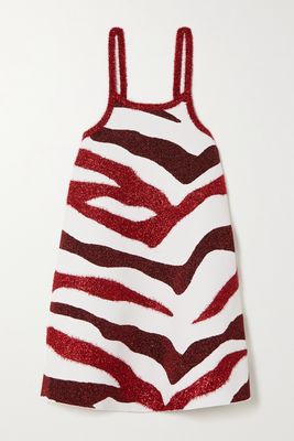 JW Anderson - Metallic Zebra-jacquard Jersey Mini Dress - Red