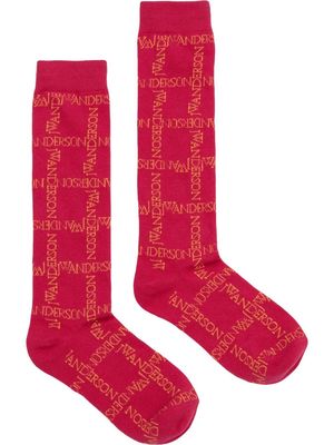 JW Anderson monogram-knit socks - Pink